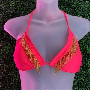 Hot Pink Fringe Bikini Top